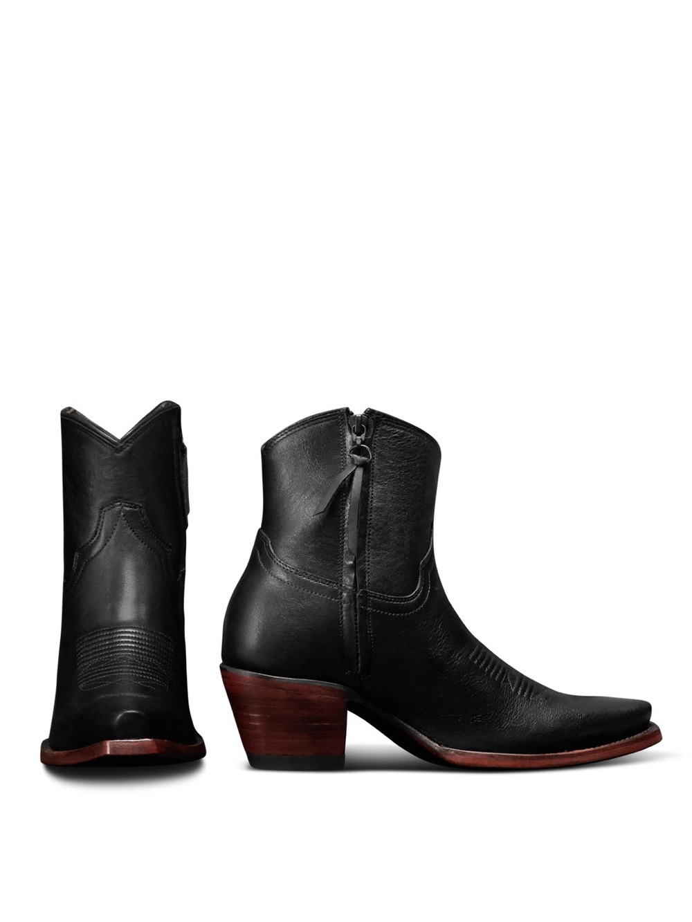 Tecovas Black Leather “The Daisy” Western Ankle Boots
